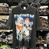 Vintage Eminem Eminem Printed Short Sleeve T-Shirt Washed Crew Neck Heavy Cotton Small Neckline T