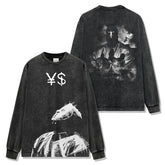 Hip Hop Kanye Kanye West Printed Short Sleeve T-Shirt Heavy Long Sleeve Crew Neck Hooded Sweater Men