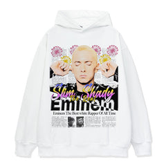 Vintage Hip Hop EMINEM Eminem Printed Short Sleeve T-Shirt Crew Neck Long Sleeve Loose Hooded Sweater Men