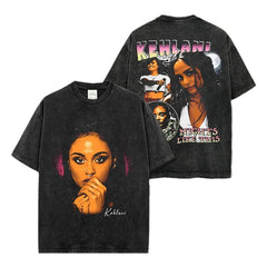 Vintage Kolani KEHLANI print short-sleeved t-shirt loose heavy crew neck hooded sweater for men and women