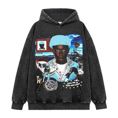 Vintage Tyler The Creator Printed T-Shirt Washed Long Sleeve Crew Neck Heavy Hooded Sweater