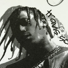 Vintage TS Hip Hop Travis Scott Printed Short Sleeve T-Shirt Washed Vintage Heavy Loose Crew Neck