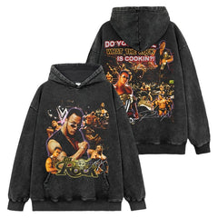 Johnson Johnson print washed short sleeve t-shirt round neck heavy loose hooded hoodie men