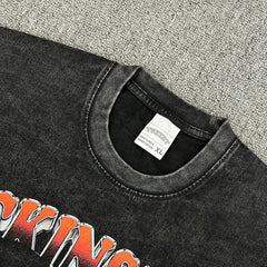 Vintage McKinstry Printed Short Sleeve T-Shirt Washed Heavy Cotton Top Tide T