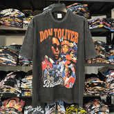 Hip Hop Don Toliver Printed Short Sleeve T-Shirt Washed Loose Heavy Crew Neck
