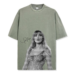 Taylor Swift Mildew Printed Short Sleeve T-Shirt Men's and Women's Summer Casual Loose Vintage Tide