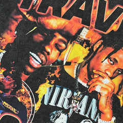 Vintage Travis Scott Travis Printed Short Sleeve T-Shirt Washed Heavy Small Neckline Tide T