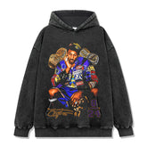 Vintage Tide KOBE Vintage Printed Short Sleeve T-Shirt Washed Long Sleeve Crew Neck Loose Hooded Sweater Men