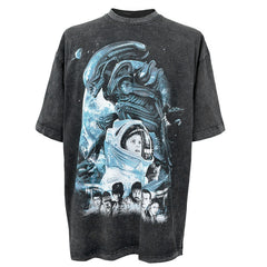 Vintage Alien Xenomorph Printed T-Shirt Vintage Cotton Loose Casual Short Sleeve T