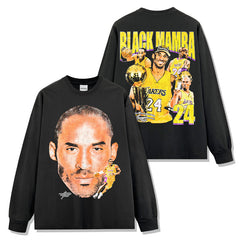 Vintage KOBE Kobe double-sided printed washed short-sleeved T-shirt casual crew neck loose hooded sweater