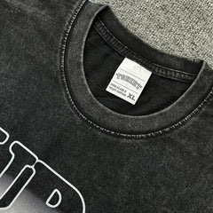 Vintage picture Parker tupac printed short-sleeved T-shirt washed round neck heavy cotton small neckline trendy t