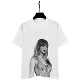 Singer Taylor Swift Swift Special Print Short Sleeve T-Shirt Heavy Loose Trendy Casual Crew Neck Small Neckline ins