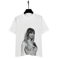 Singer Taylor Swift Swift Special Print Short Sleeve T-Shirt Heavy Loose Trendy Casual Crew Neck Small Neckline ins