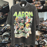 Vintage Aaron Rodgers Printed Short Sleeve T-Shirt Washed Heavy Cotton