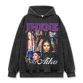 Jhen¨¦ Aiko Printed Short Sleeve T-Shirt Washed Old Long Sleeve Loose Casual Hooded Sweater Men