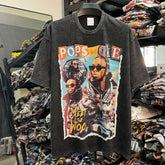 Vintage Hip Hop Smoke Print Short Sleeve T-Shirt Washed Heavy Cotton Crew Neck T