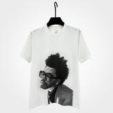 Spring and summer weeknd hip-hop printed short-sleeved T-shirt heavy loose cotton small neckline trendy men's top