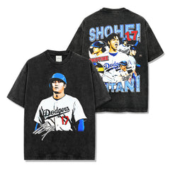 Shohei Ohtani Printed Short Sleeve T-Shirt Washed Long Sleeve Loose Hooded Sweater