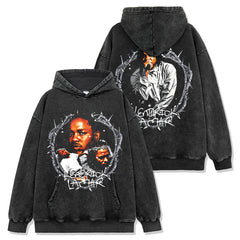 K.DotKENDRICK LAMAR printed short-sleeved t-shirt washed long-sleeved loose hooded sweater