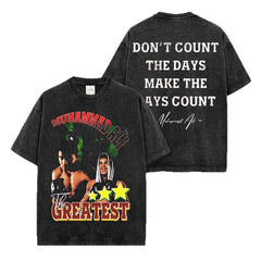 Muhammad Ali Muhammad Ali Printed Short Sleeve T-Shirt Washed Long Sleeve Loose Hooded Sweater