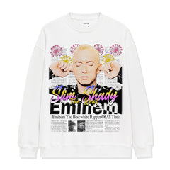 Vintage Hip Hop EMINEM Eminem Printed Short Sleeve T-Shirt Crew Neck Long Sleeve Loose Hooded Sweater Men