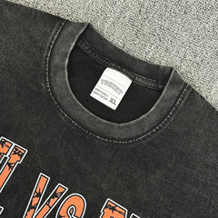 Vintage Paul vs Diaz Printed Short Sleeve T-Shirt Washed Loose Heavy Cotton Small Neckline Tide T