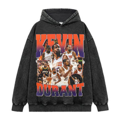 Vintage Tide Durant Durant Printed Short Sleeve T-Shirt Washed Long Sleeve Crew Neck Hooded Sweater Men