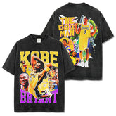 Vintage Kobe double-sided printed short-sleeved T-shirt high street washed heavy cotton small neckline trendy t