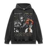 DMX Earl Simmons Printed Short Sleeve T-Shirt Washed Long Sleeve Loose Casual Hooded Sweater