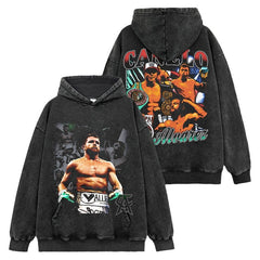 Canelo ¨¢lvarez Printed Washed Short Sleeve T-Shirt Casual Crew Neck Loose Hooded Sweater Men
