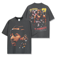 Vintage IVERSON Iverson Printed Short Sleeve T-Shirt Washed Long Sleeve Loose Hooded Sweater