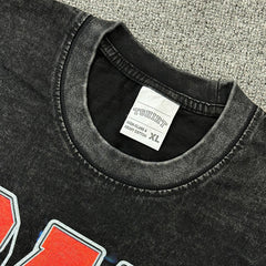 Vintage Hip Hop Drake Printed Short Sleeve T-Shirt Vintage Washed Loose Heavy Crew Neck T