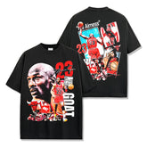 Vintage MJ Trapeze Double-Sided Printed Short Sleeve T-Shirt Heavy Long Sleeve Crew Neck Hooded Sweater Men