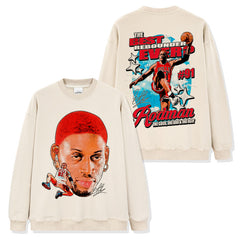 Vintage Big Bug Rodman Printed Short Sleeve T-Shirt Heavy Cotton Long Sleeve Crew Neck Hooded Sweater