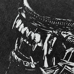 Vintage Alien Xenomorph Printed T-Shirt Vintage Washed Loose Heavy Crew Neck Short Sleeve