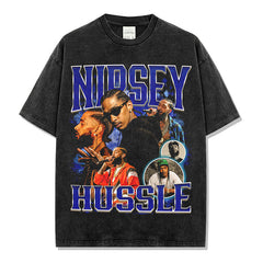Nipsey Hussle Printed Short Sleeve T-Shirt Washed Long Sleeve Loose Casual Hooded Sweater Men