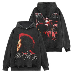 Hip Hop Bonsai Brother The Weeknd Double Sided Printed Short Sleeve T-Shirt Loose Crew Neck Hooded Sweater