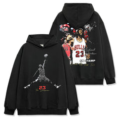 Vintage MJ Trapeze Double-Sided Printed Short Sleeve T-Shirt Heavy Long Sleeve Crew Neck Hooded Sweater