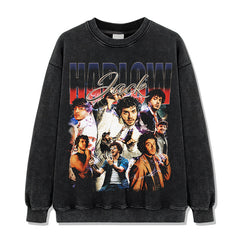 Jack Harlow Print Short Sleeve T-Shirt Washed Long Sleeve Loose Hooded Sweater