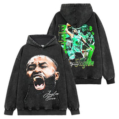 Vintage Jaylen Brown Double-Sided Printed Short Sleeve T-Shirt Washed Long Sleeve Loose Hooded Sweater