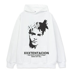 Vintage Hip Hop XXX Tentacion Printed Short Sleeve T-Shirt Cotton Crew Neck Long Sleeve Loose Hooded Sweater