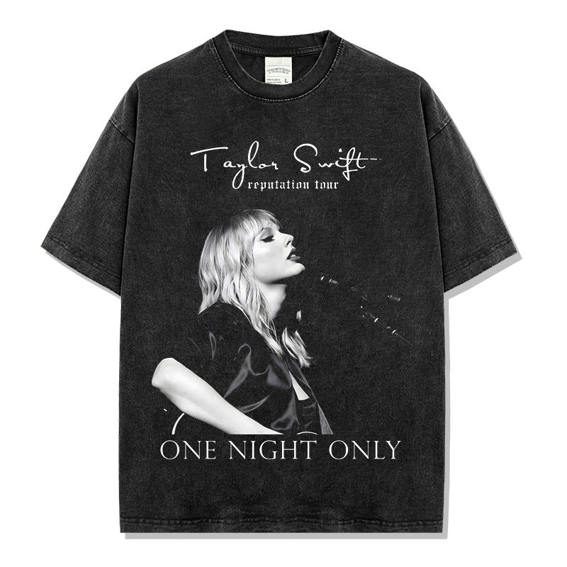 Swift TaylorSwift Concert mv Printed Short Sleeve T-Shirt Heavy Cotton Top Vintage Loose ins