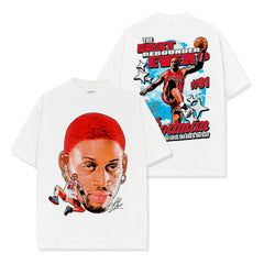 Vintage Big Bug Rodman Printed Short Sleeve T-Shirt Heavy Cotton Long Sleeve Crew Neck Hooded Sweater