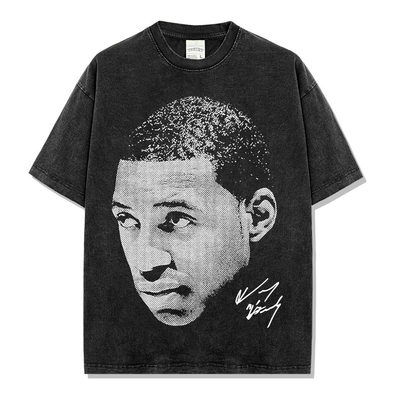 Simple McGrady McGrady Printed T-Shirt Vintage Loose Casual Short Sleeve ins Tide