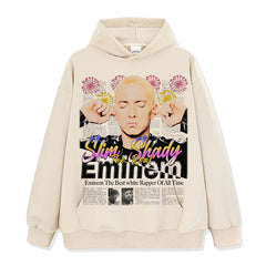Vintage Hip Hop EMINEM Eminem Printed Short Sleeve T-Shirt Crew Neck Long Sleeve Loose Hooded Sweater Men