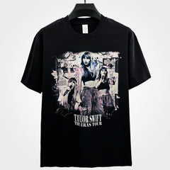 Simple Taylor Swift mildew print t-shirt Vintage heavy loose short sleeves ins tide