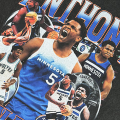 Vintage Anthony Edwards Printed T-Shirt Washed Loose Heavy Small Neckline T