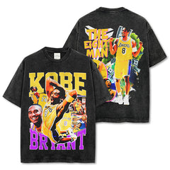 Vintage Kobe double-sided printed short-sleeved T-shirt high street washed heavy cotton small neckline trendy t