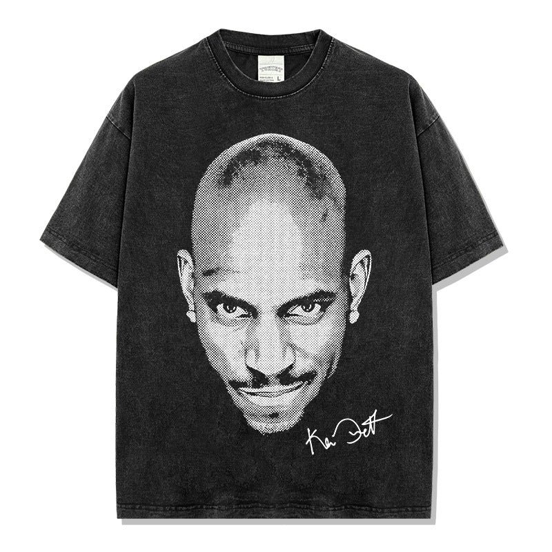 Simple The Kid Kevin Garnett Printed T-Shirt Vintage Loose Casual Short Sleeve ins Tide