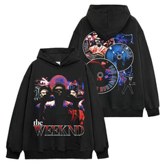 Hip Hop Potted Plant Brother The Weeknd Printed Washed Short Sleeve T-Shirt Casual Crew Neck Hooded Sweater
